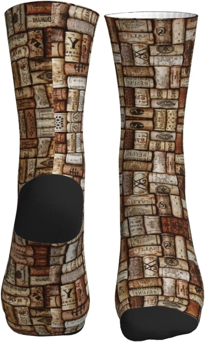 Wine Cork Women Men Mid Tube Crew Socks Athletic Running Socks Sport Wicking Suitable Gym Hiking