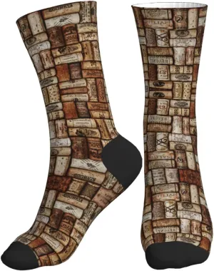 Wine Cork Women Men Mid Tube Crew Socks Athletic Running Socks Sport Wicking Suitable Gym Hiking