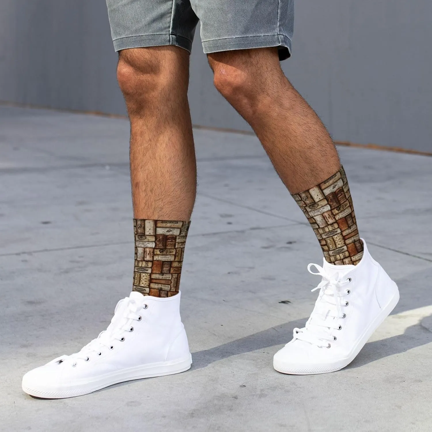 Wine Cork Women Men Mid Tube Crew Socks Athletic Running Socks Sport Wicking Suitable Gym Hiking