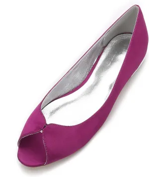 Women Comfort Flat Satin Wedding Shoes Peep Toe Slip on Bridal Evening Party Flats Shoes