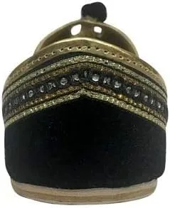Women Velvet & Leather Khussa Shoes Punjabi Jutti Indian Traditional Mojari Black