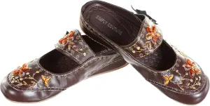 Women's Beaded Embroided Floral Mary Jane Shoes