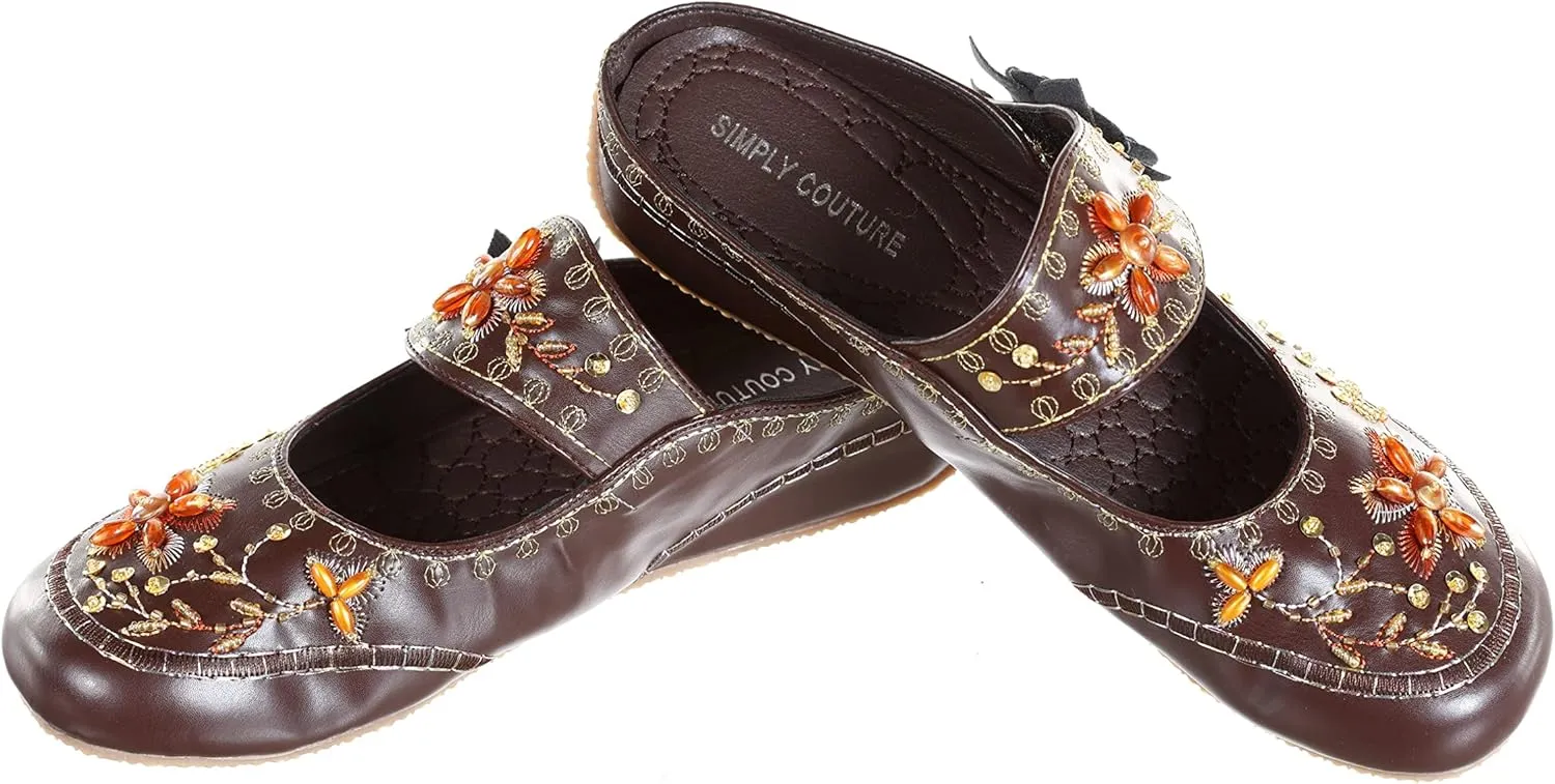 Women's Beaded Embroided Floral Mary Jane Shoes