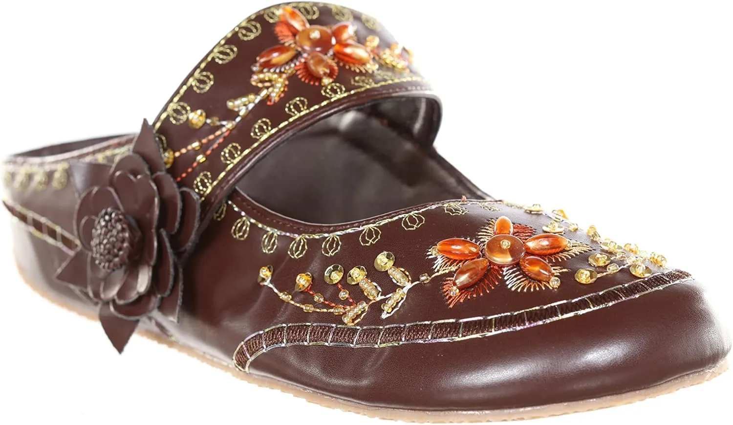 Women's Beaded Embroided Floral Mary Jane Shoes