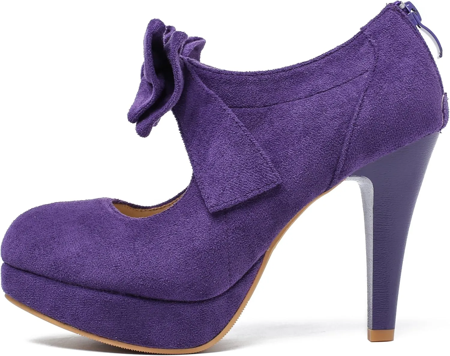 Women's Bow Heels Mary Jane High Heel Closed Toe Platform Vintage Dress Pumps