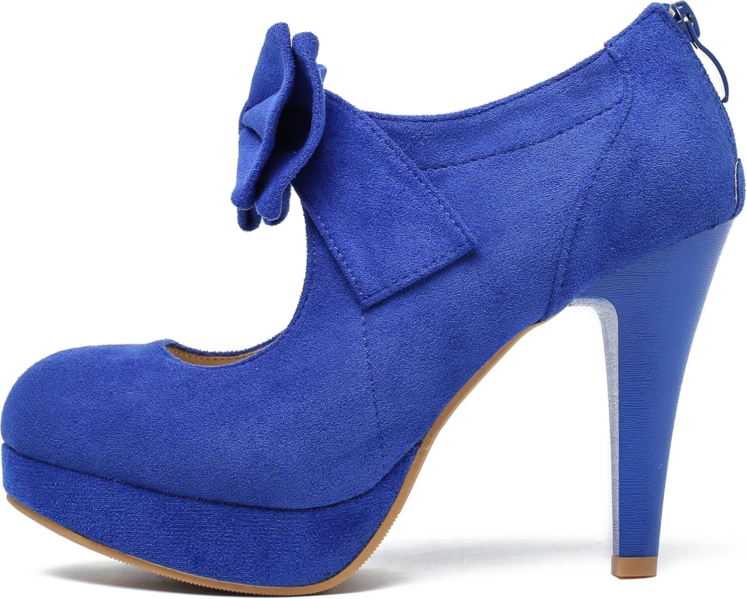 Women's Bow Heels Mary Jane High Heel Closed Toe Platform Vintage Dress Pumps