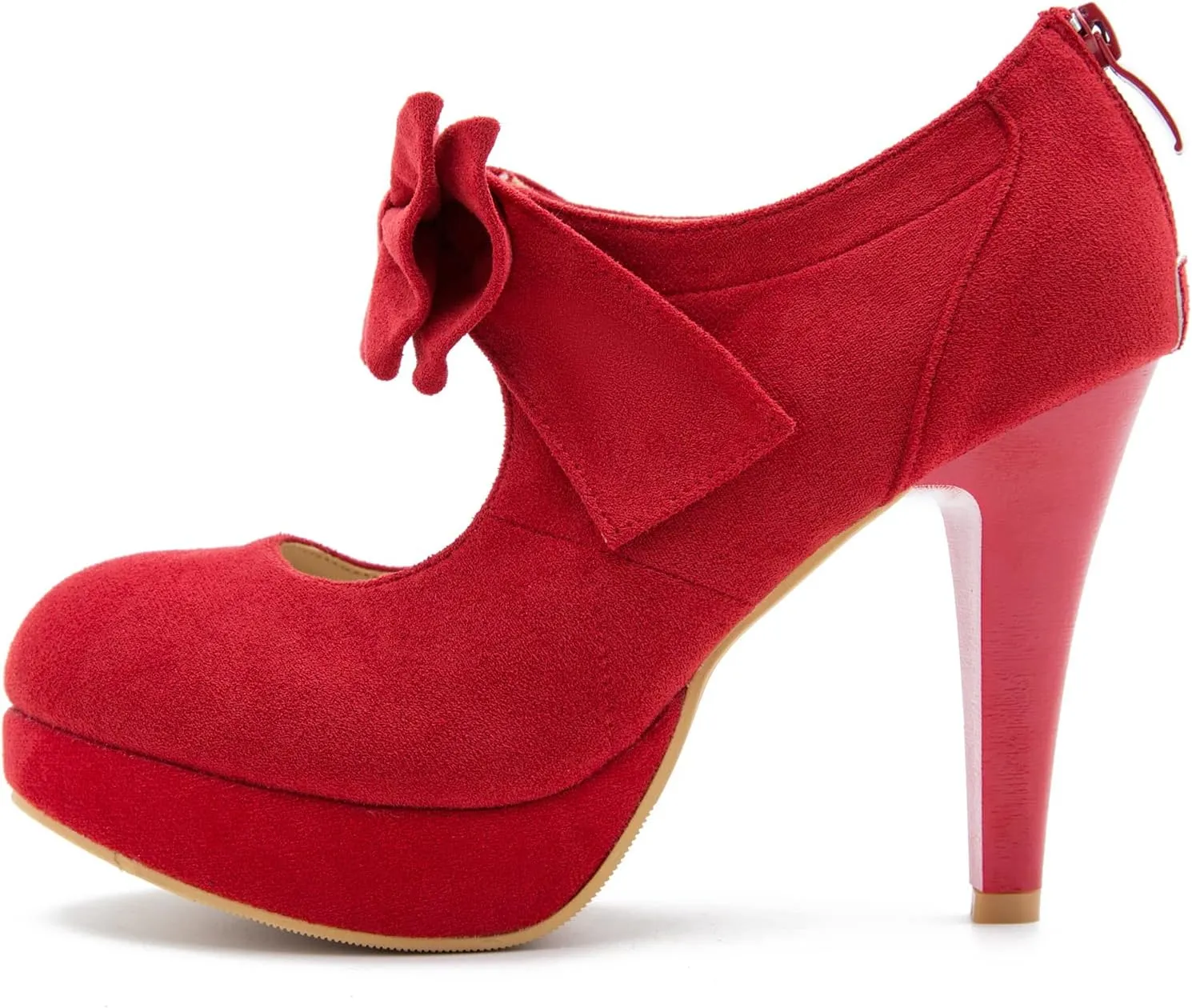 Women's Bow Heels Mary Jane High Heel Closed Toe Platform Vintage Dress Pumps