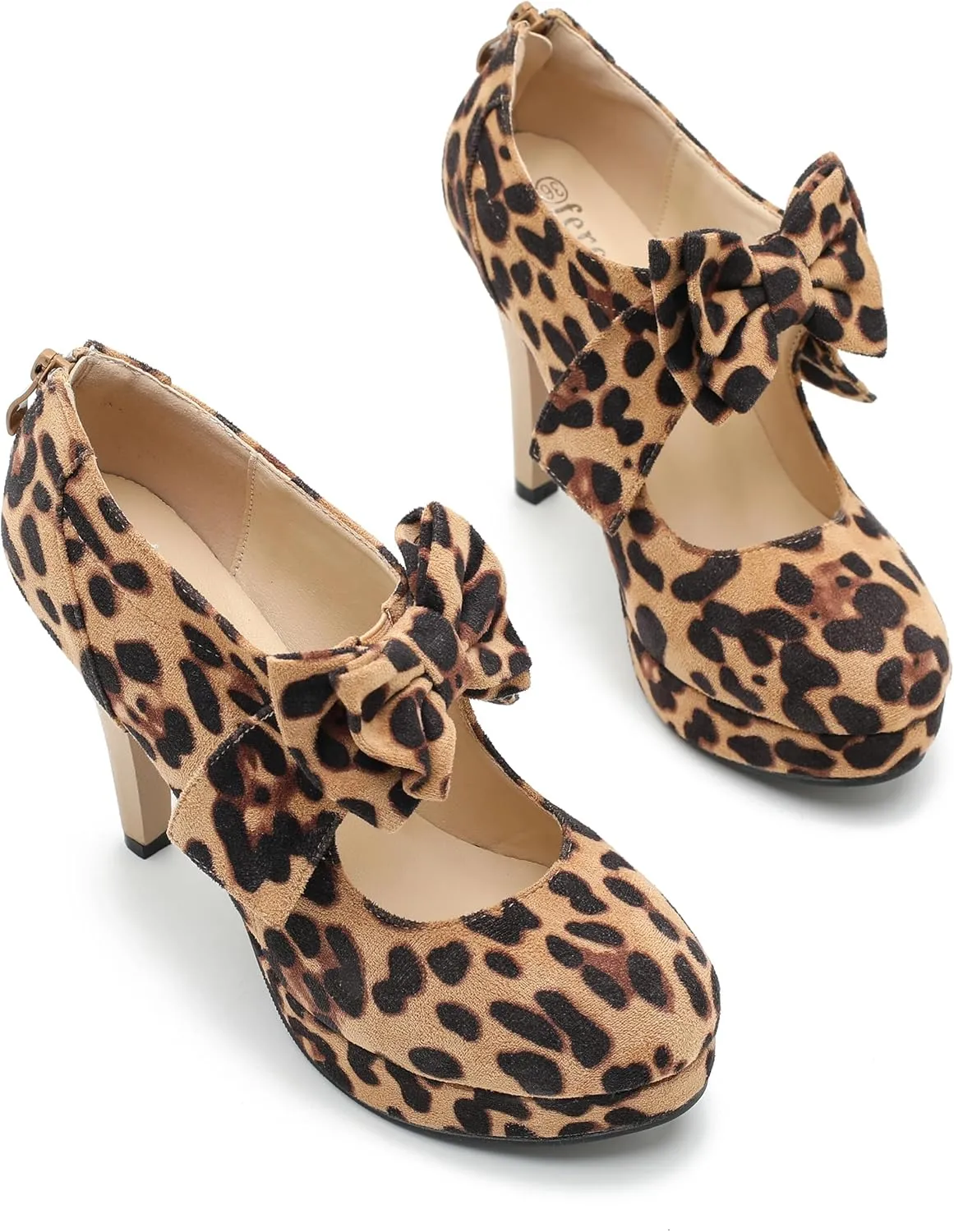 Women's Bow Heels Mary Jane High Heel Closed Toe Platform Vintage Dress Pumps