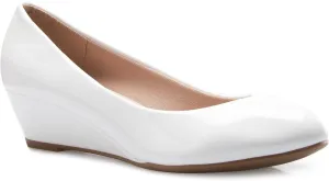 Women's Close Round Toe Low Wedge Glitter Rhinestone Comfort