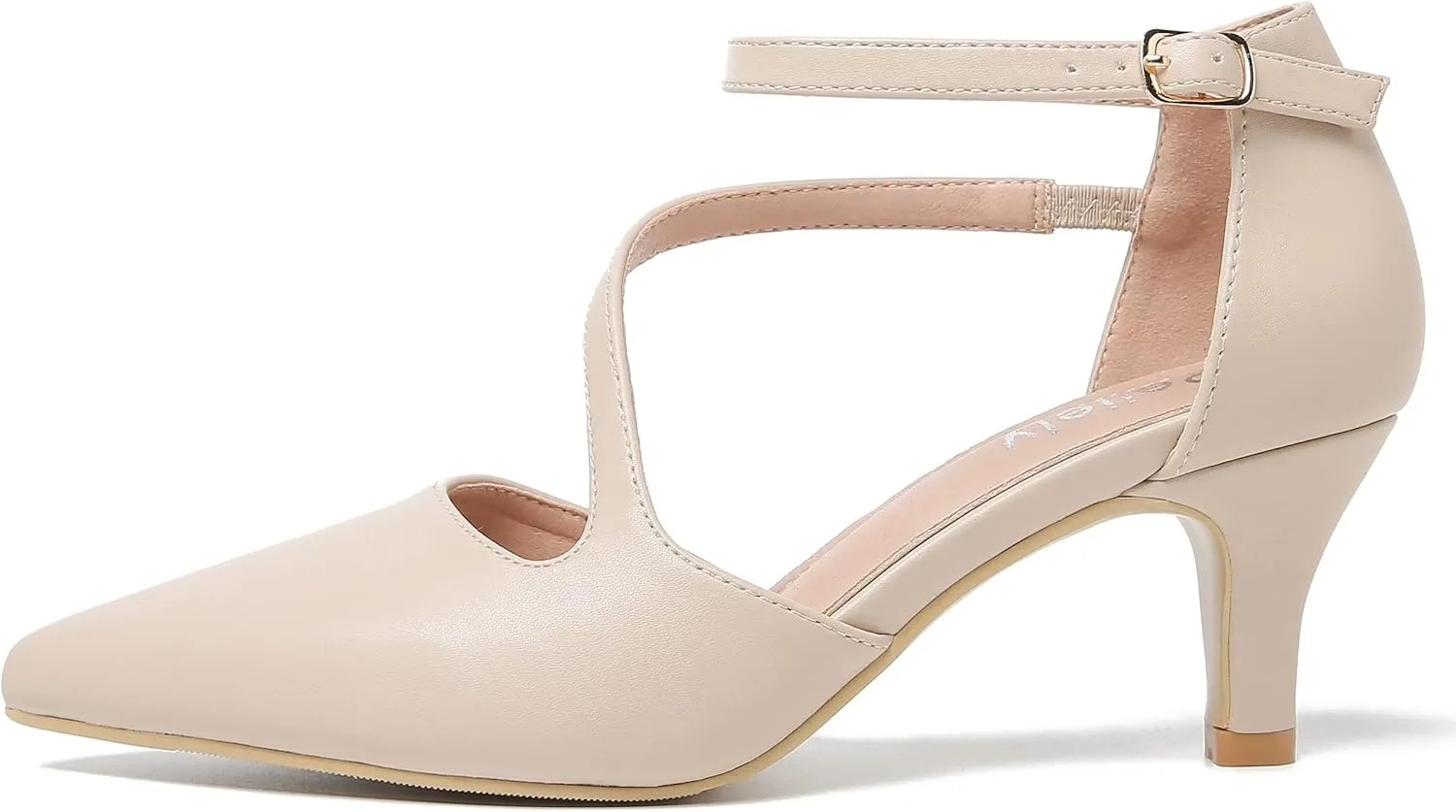 Women's Closed Pointed Toe Heels Ankle Strap D'Orsay Kitten Heel Dressy Pumps