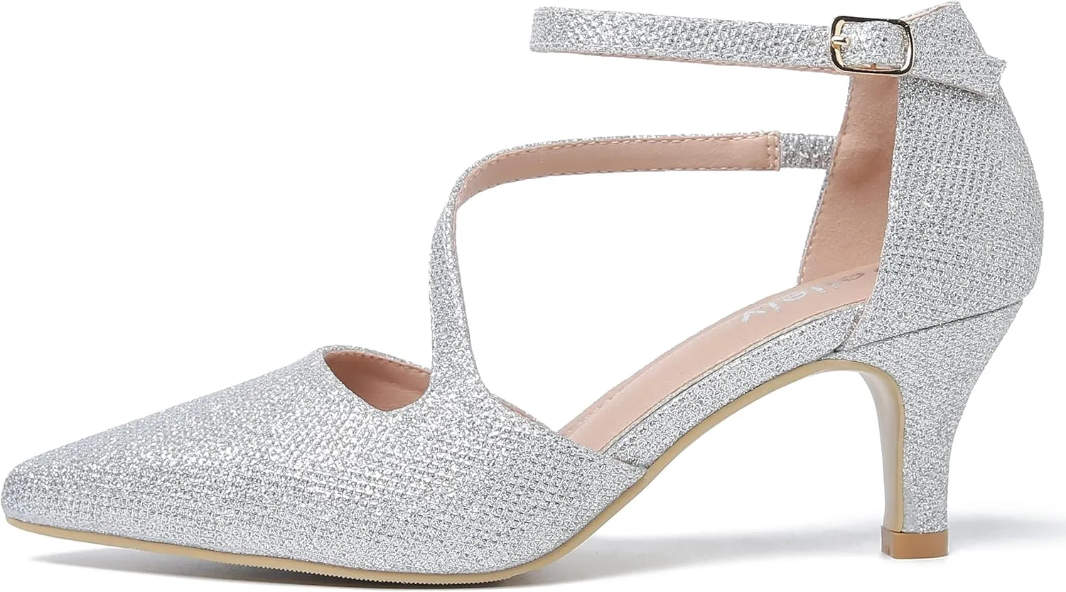 Women's Closed Pointed Toe Heels Ankle Strap D'Orsay Kitten Heel Dressy Pumps