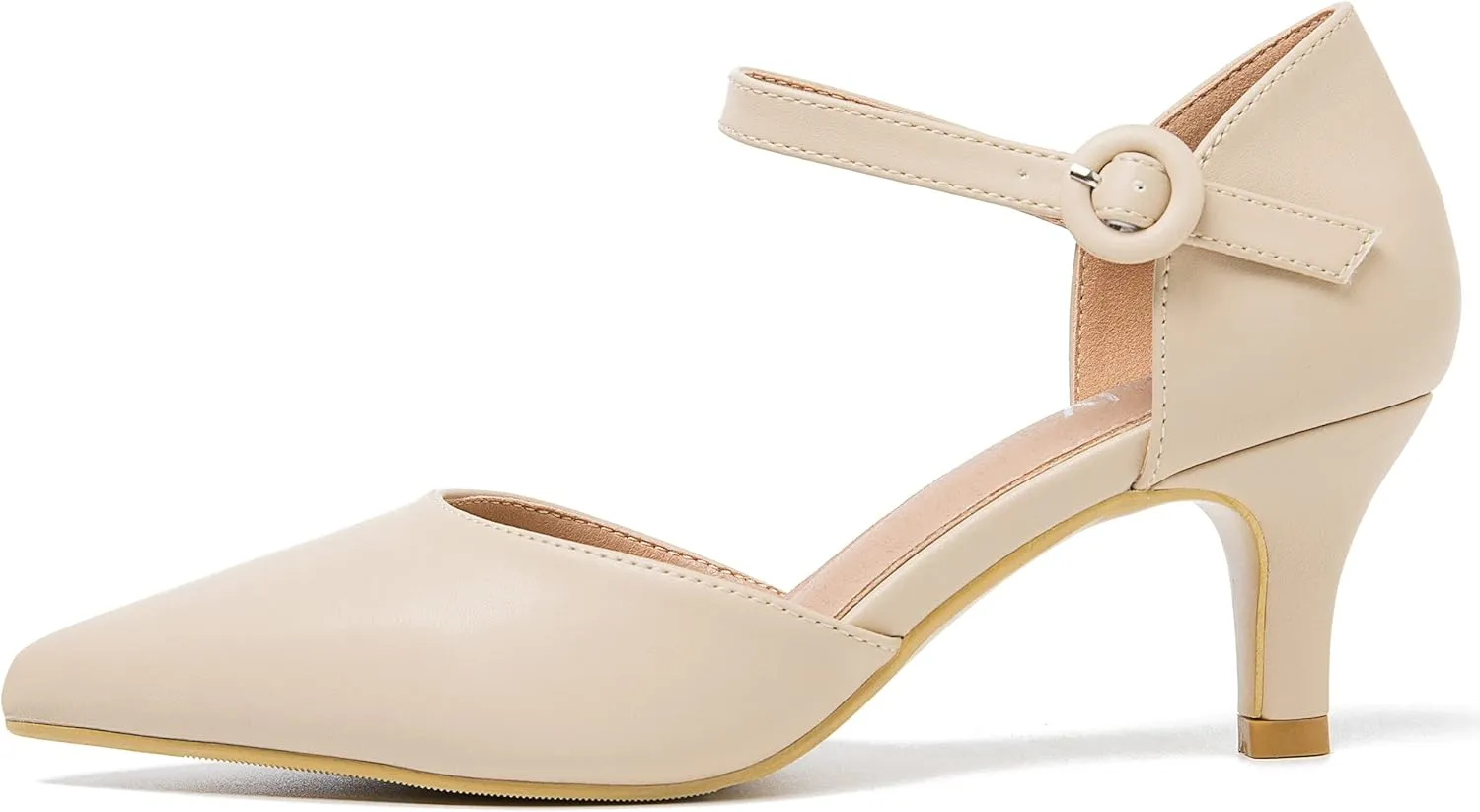 Women's Closed Pointed Toe Heels Ankle Strap D'Orsay Kitten Heel Dressy Pumps