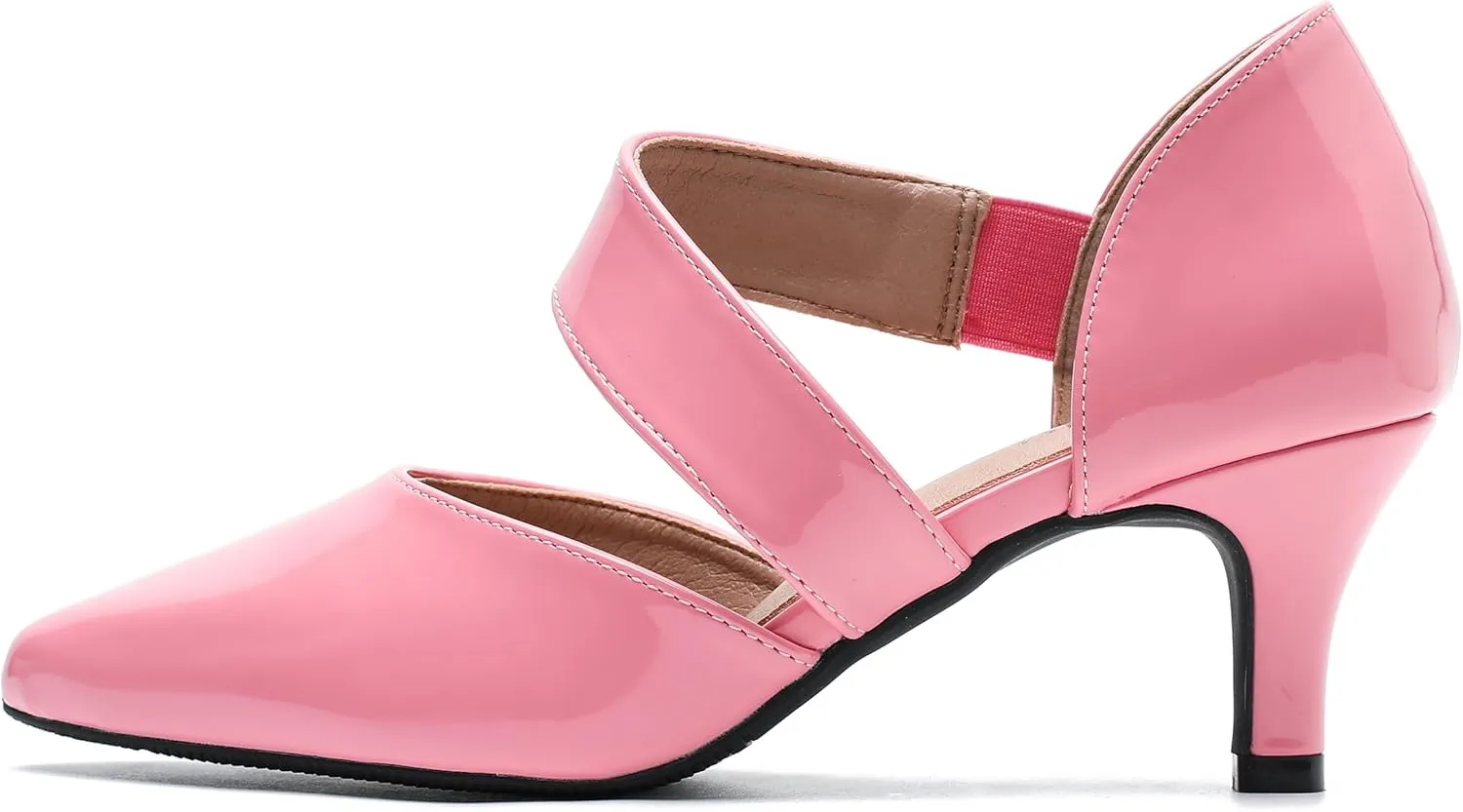 Women's Closed Pointed Toe Heels Strap D'Orsay Kitten Heel Slip On Dressy Pumps