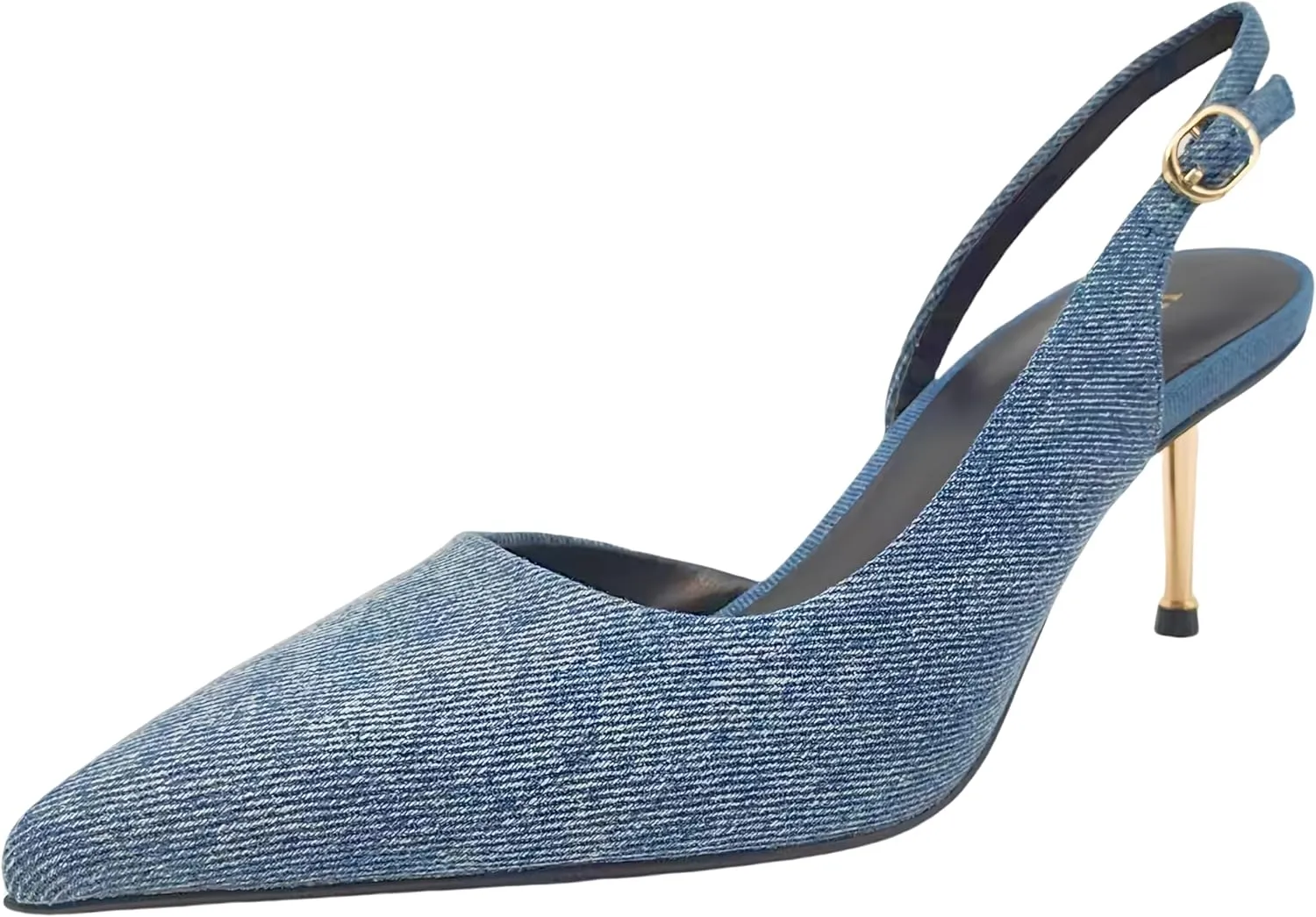 Women's Closed Toe Heels Wedding High Stiletto Heel for Women 2.6 Inch Strap Pointed Toe Heels Pumps Prom Dress Shoes for Dinner Party Sexy Denim
