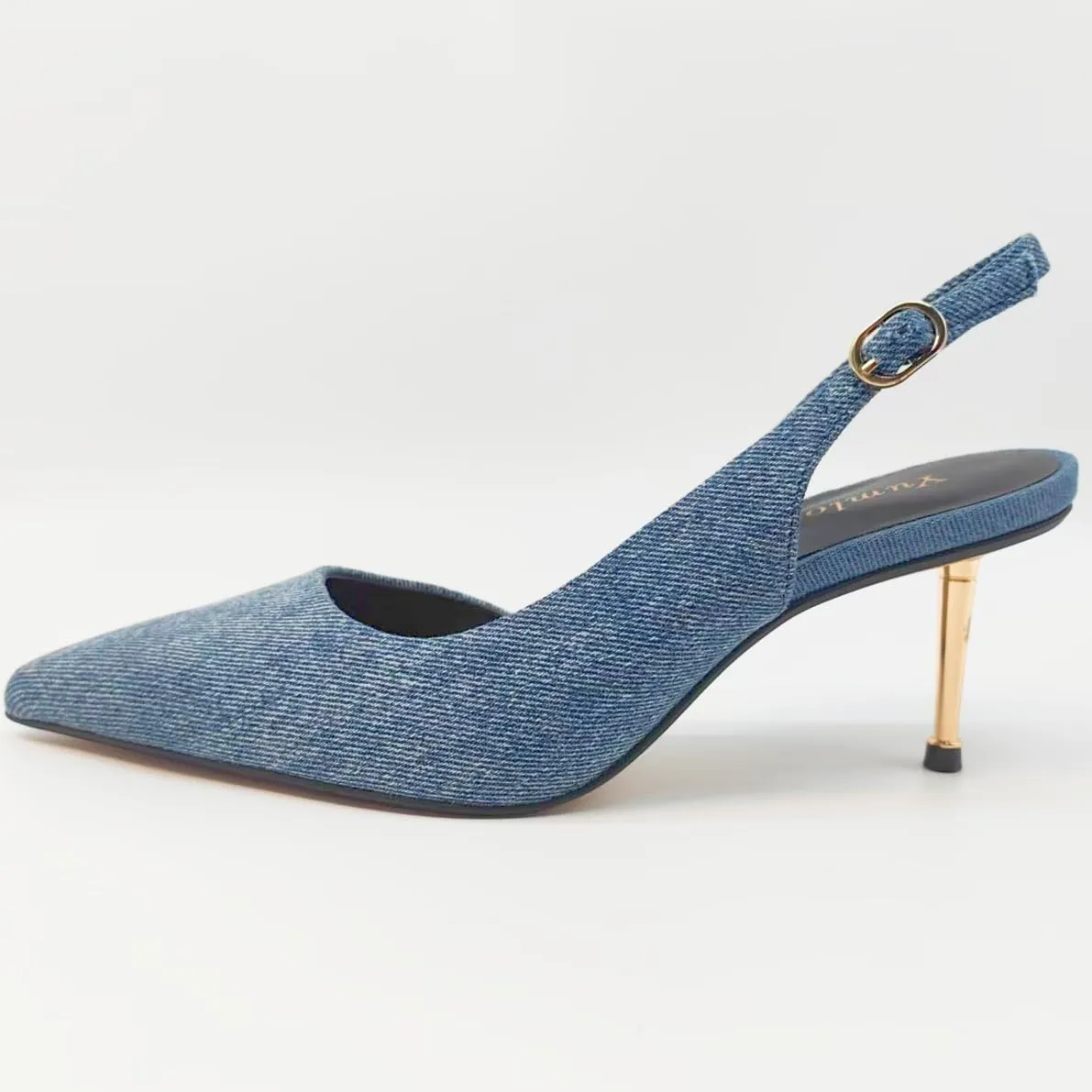 Women's Closed Toe Heels Wedding High Stiletto Heel for Women 2.6 Inch Strap Pointed Toe Heels Pumps Prom Dress Shoes for Dinner Party Sexy Denim