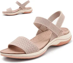 Women's Comfortable Orthopedic Walking Sandals with Arch Support & Hook Loop - Wedge Sport Sandals for Summer, Beach, Outdoor & Everyday Casual Use