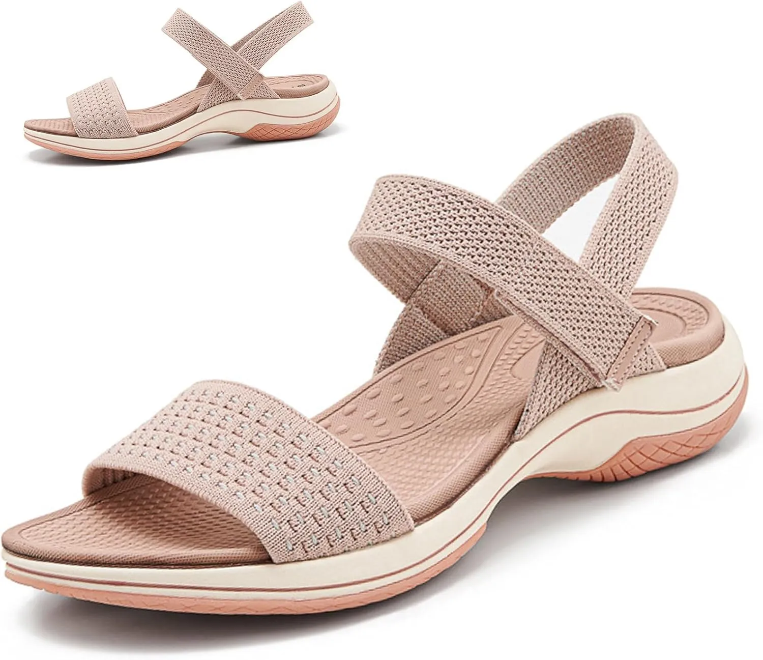 Women's Comfortable Orthopedic Walking Sandals with Arch Support & Hook Loop - Wedge Sport Sandals for Summer, Beach, Outdoor & Everyday Casual Use