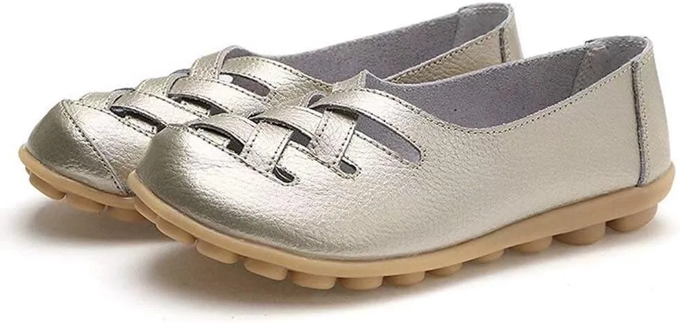 Women's Cowhide Leather Loafers Flats Sandals Slip-On