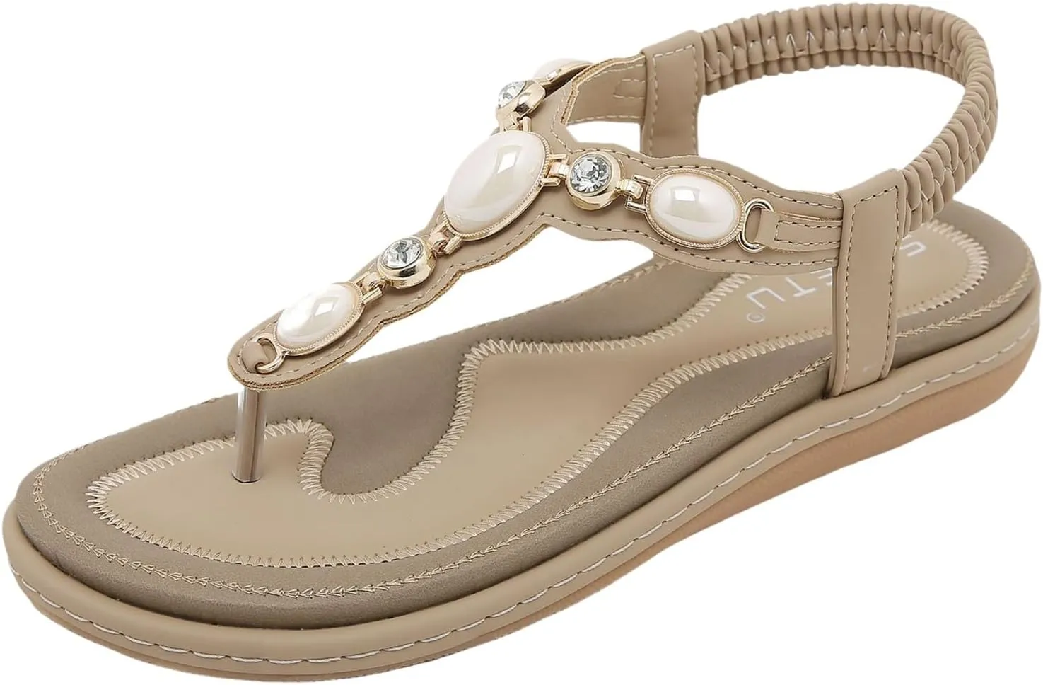 Women's Elastic Strap Bohemian Sandals Open Toes One Band Ankle Strap Flats Fashion Flat Sandals for Women
