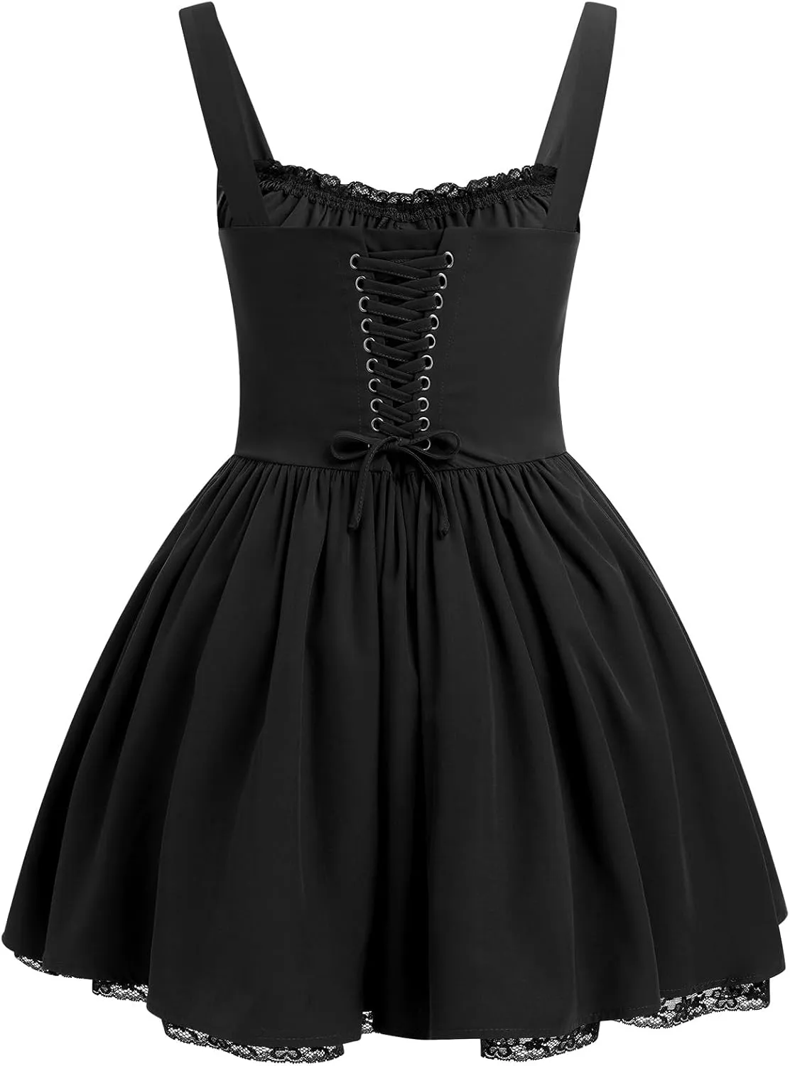 Women’s Floral Printed Corset Dress Spaghetti Strap Flare Summer Midi Dress Lace Trim Cami Dress Flowy Sundress