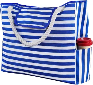 Women's Foreign Trade Multifunctional Single Shoulder Canvas Shopping Bag Leisure Vacation Beach Bag (Blue, One Size)