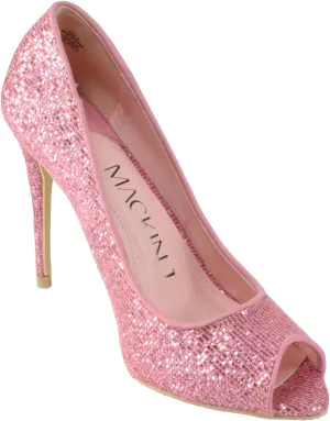 Women's Glitter Peep-Toe High Heel Dress Pumps (192-2)