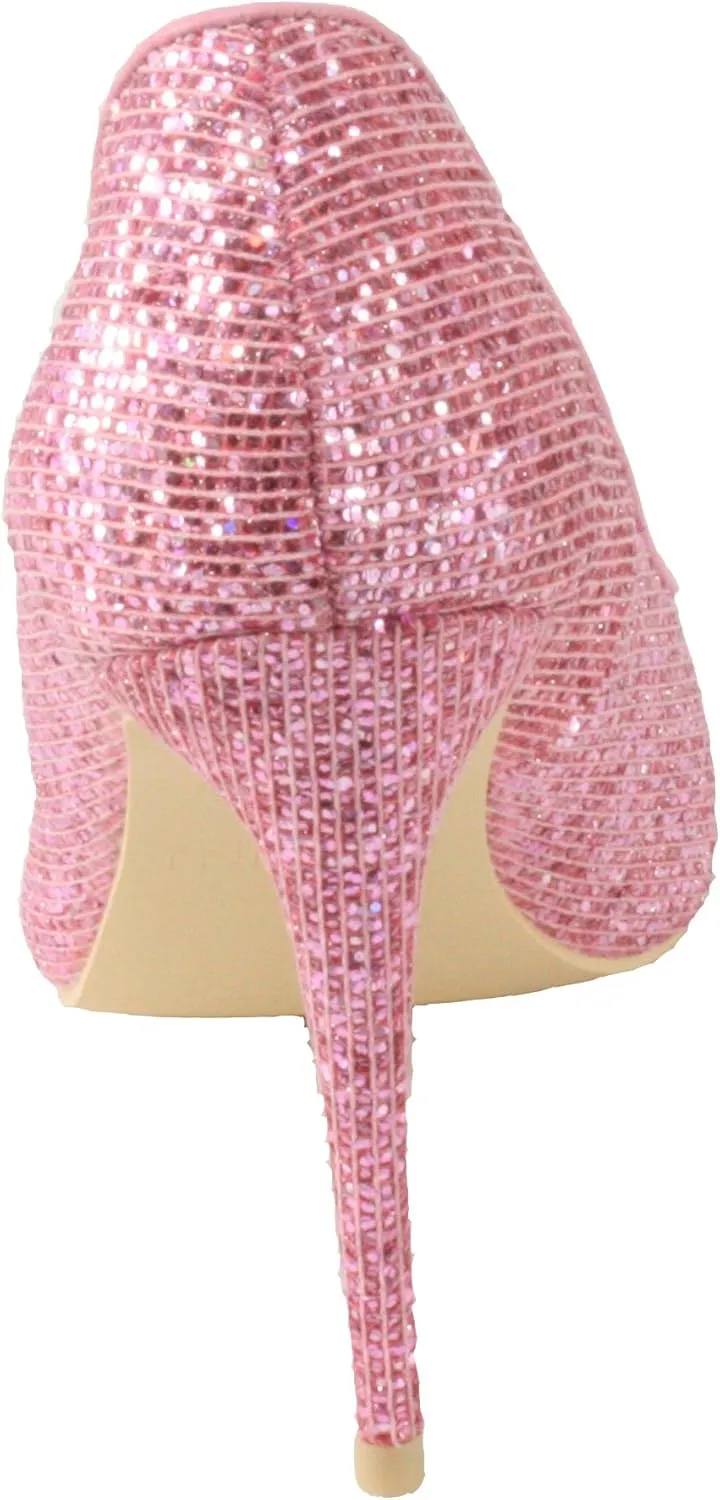 Women's Glitter Peep-Toe High Heel Dress Pumps (192-2)
