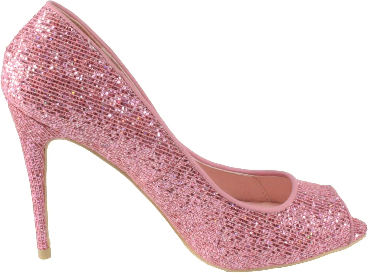 Women's Glitter Peep-Toe High Heel Dress Pumps (192-2)