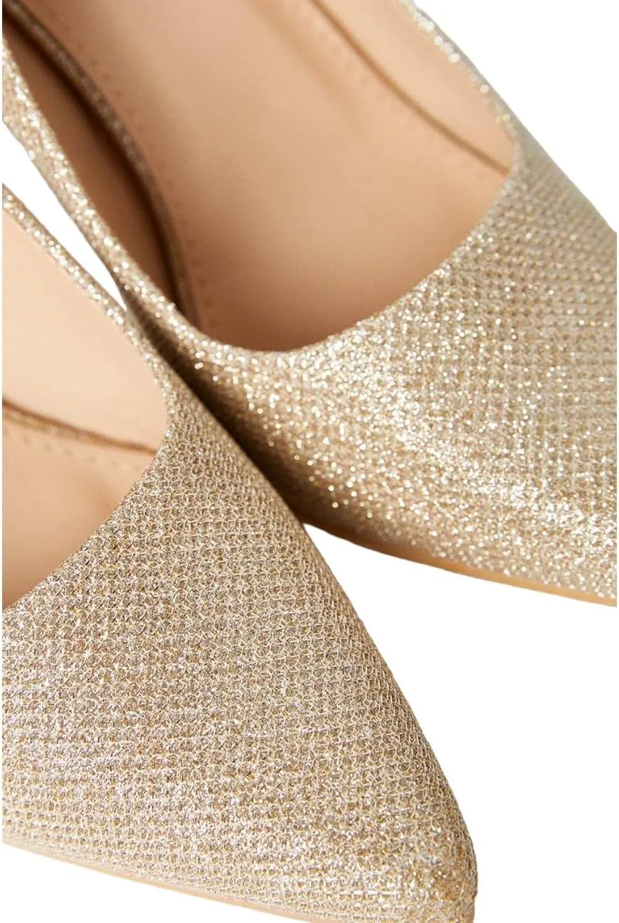 Women's High Stiletto Glitter Court Wide Cut Shoes