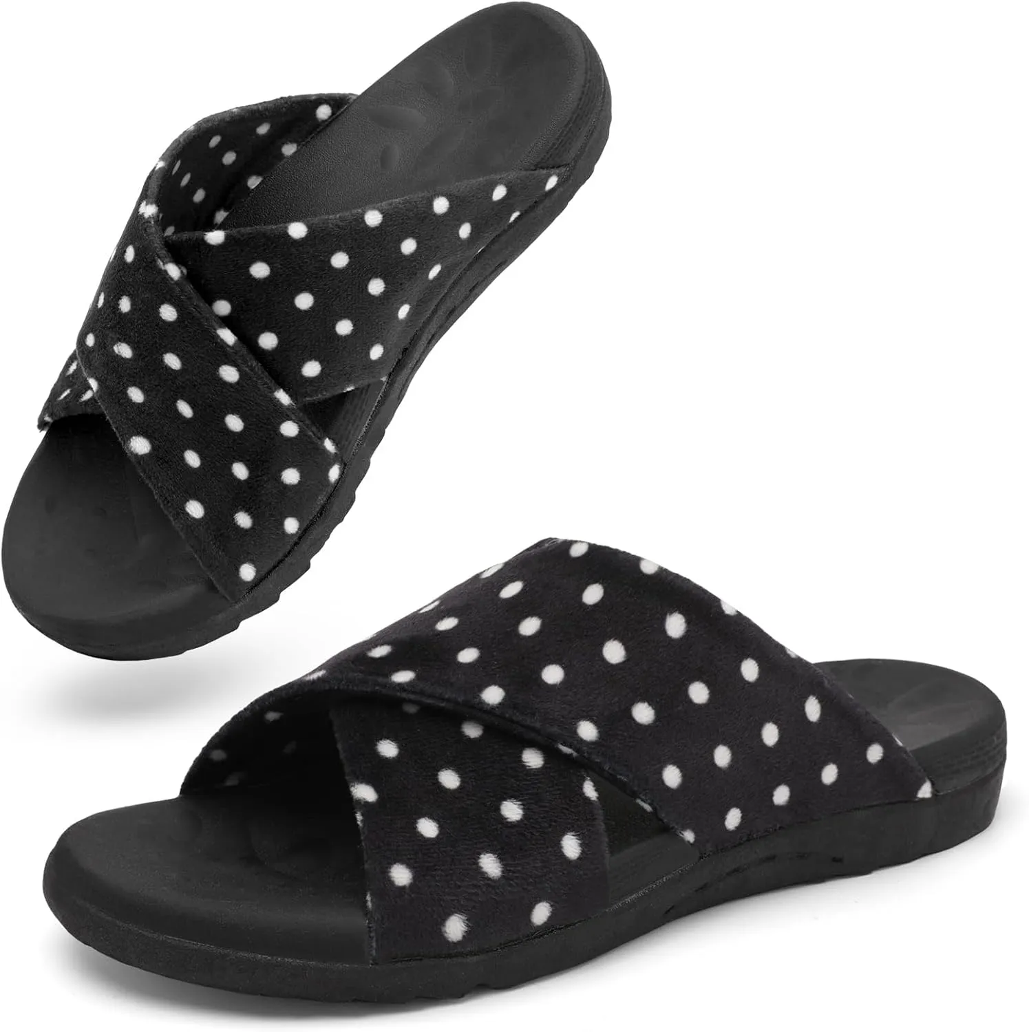 Womens House Slippers Comfy Arch Support Slides Slippers Ladies Open Toe House Shoes Summer Fall Indoor Outdoor Slides Size 6-10