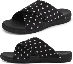 Womens House Slippers Comfy Arch Support Slides Slippers Ladies Open Toe House Shoes Summer Fall Indoor Outdoor Slides Size 6-10