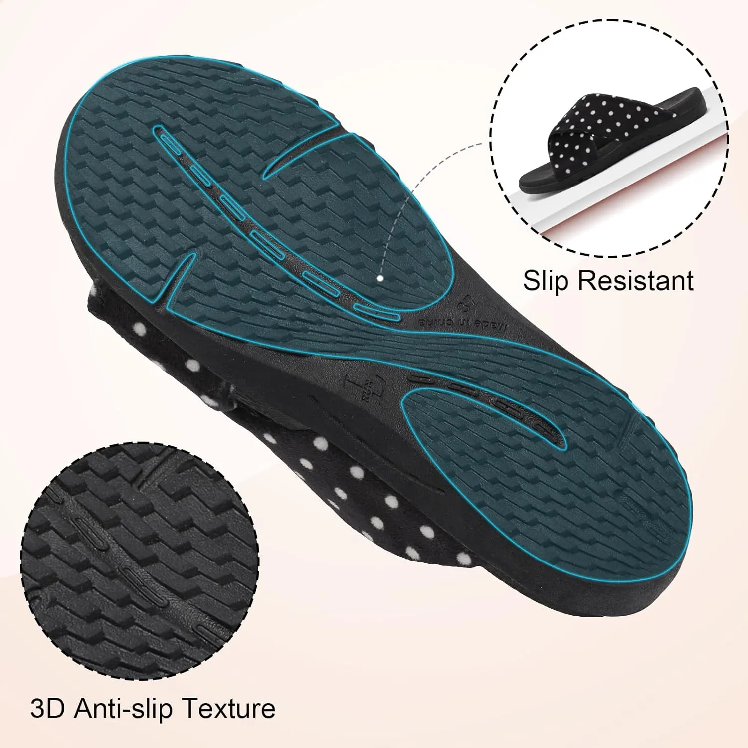 Womens House Slippers Comfy Arch Support Slides Slippers Ladies Open Toe House Shoes Summer Fall Indoor Outdoor Slides Size 6-10
