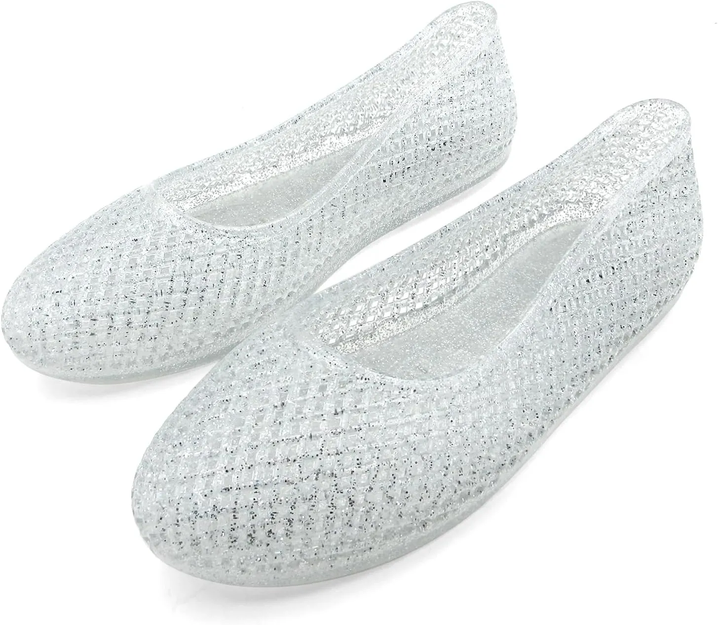 Women's Jelly Mesh Ballet Flats Clear Hollow Slip On Flat Sandals Casual Round Toe Balleria Flat Shoes
