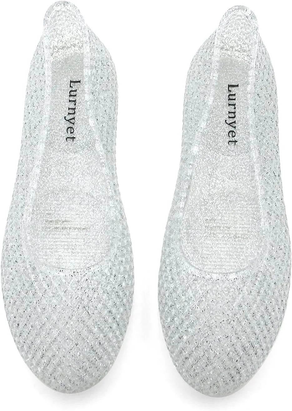 Women's Jelly Mesh Ballet Flats Clear Hollow Slip On Flat Sandals Casual Round Toe Balleria Flat Shoes