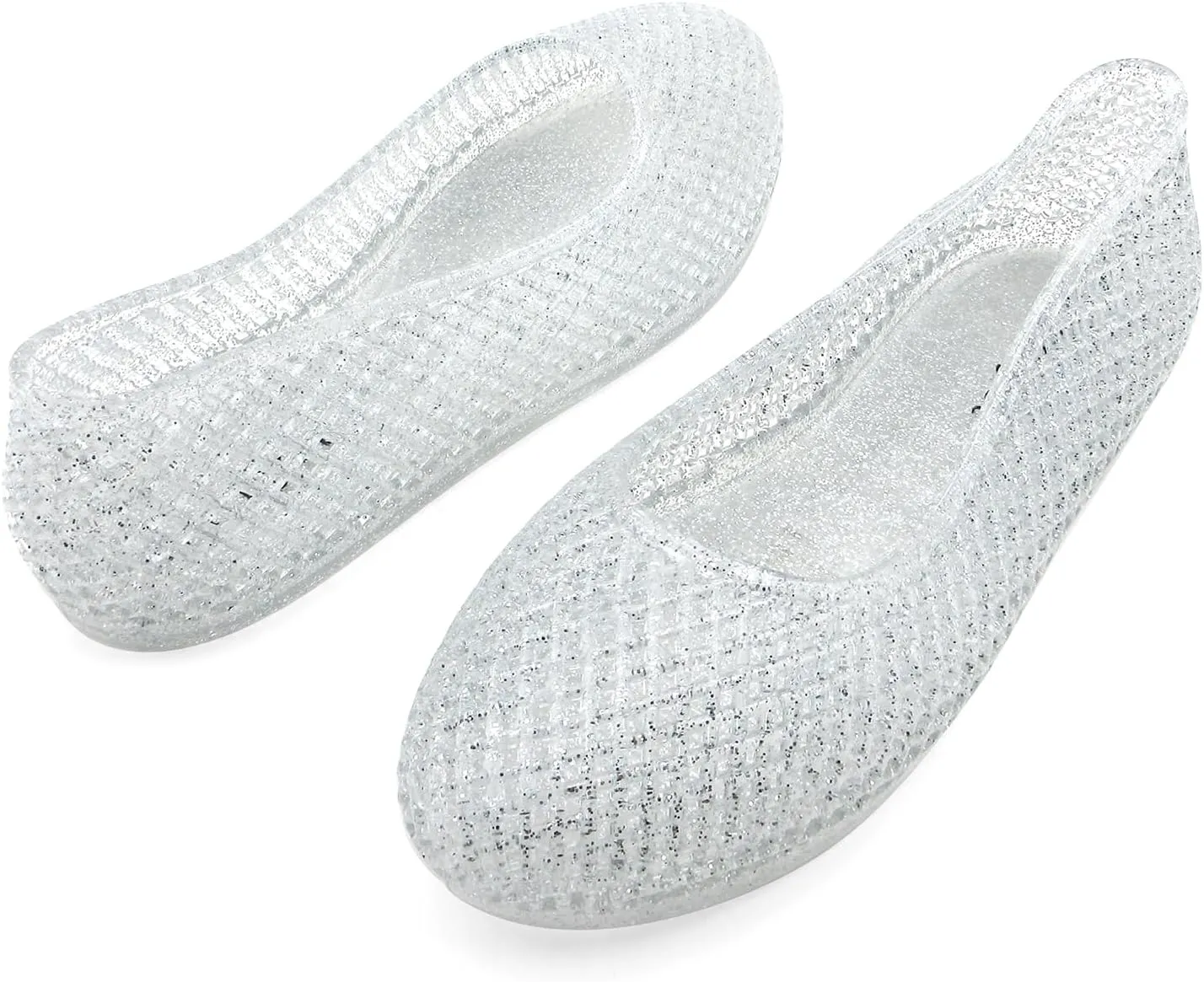 Women's Jelly Mesh Ballet Flats Clear Hollow Slip On Flat Sandals Casual Round Toe Balleria Flat Shoes