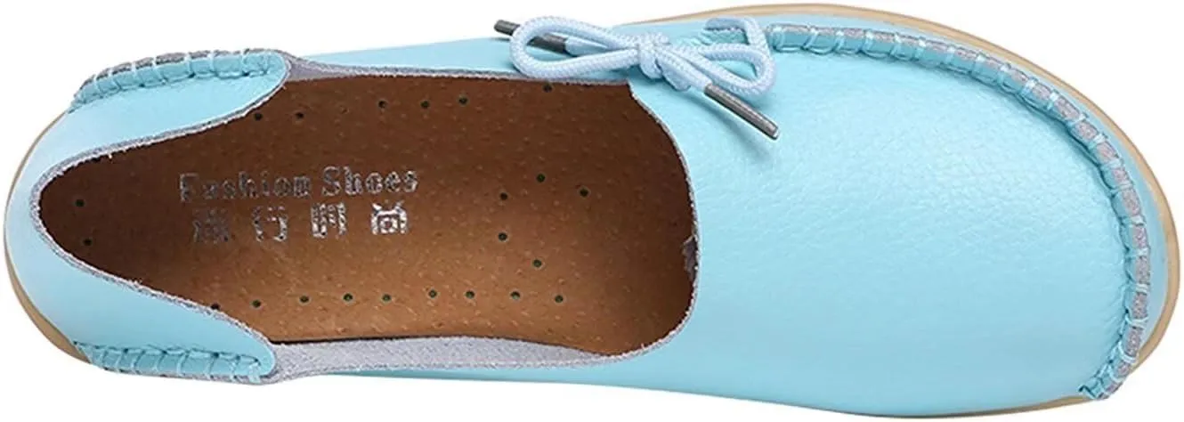 Women's Leather Slip-On Shoes Flat Slipper Walking Loafers