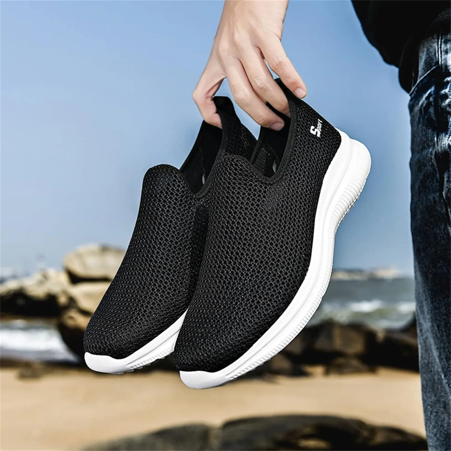 Women's Lightweight Slip On Walking Running Shoes Non Slip Work Shoes Women Slip On Men's Casual Dress Shoes Chunky Sneakers White Tennis Shoe White Loafers