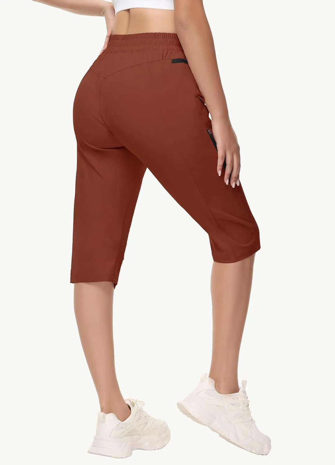 Women's Long Shorts 15" Below The Knee Capri Hiking Shorts Quick Dry Lightweight Outdoor Casual Crop Pants Cargo