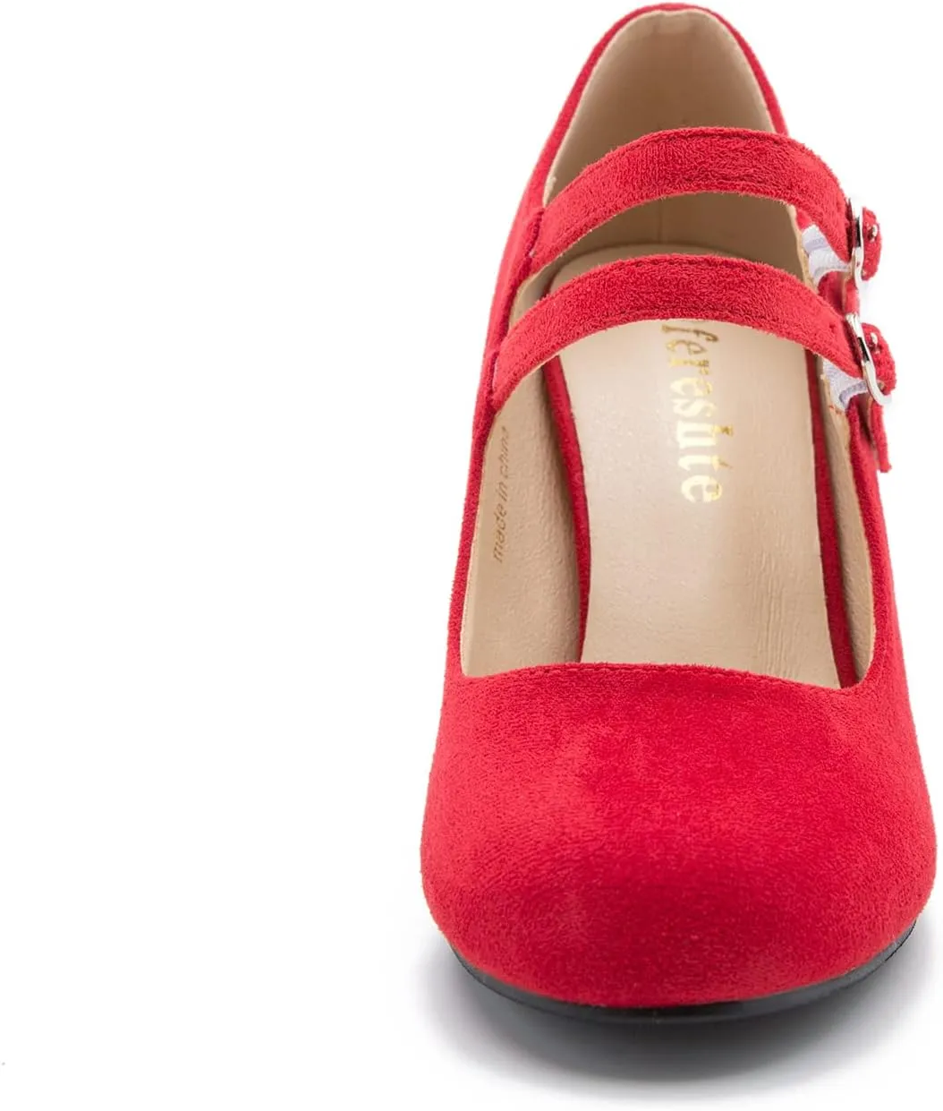 Women's Mary Jane Dress Shoes Double Strap Closed Round Toe Block High Heel Pumps