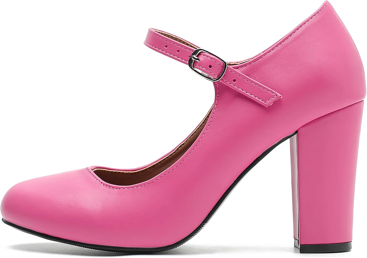 Women's Mary Jane Heels Closed Toe Chunky Heel Round Toe Block High Heel Pumps