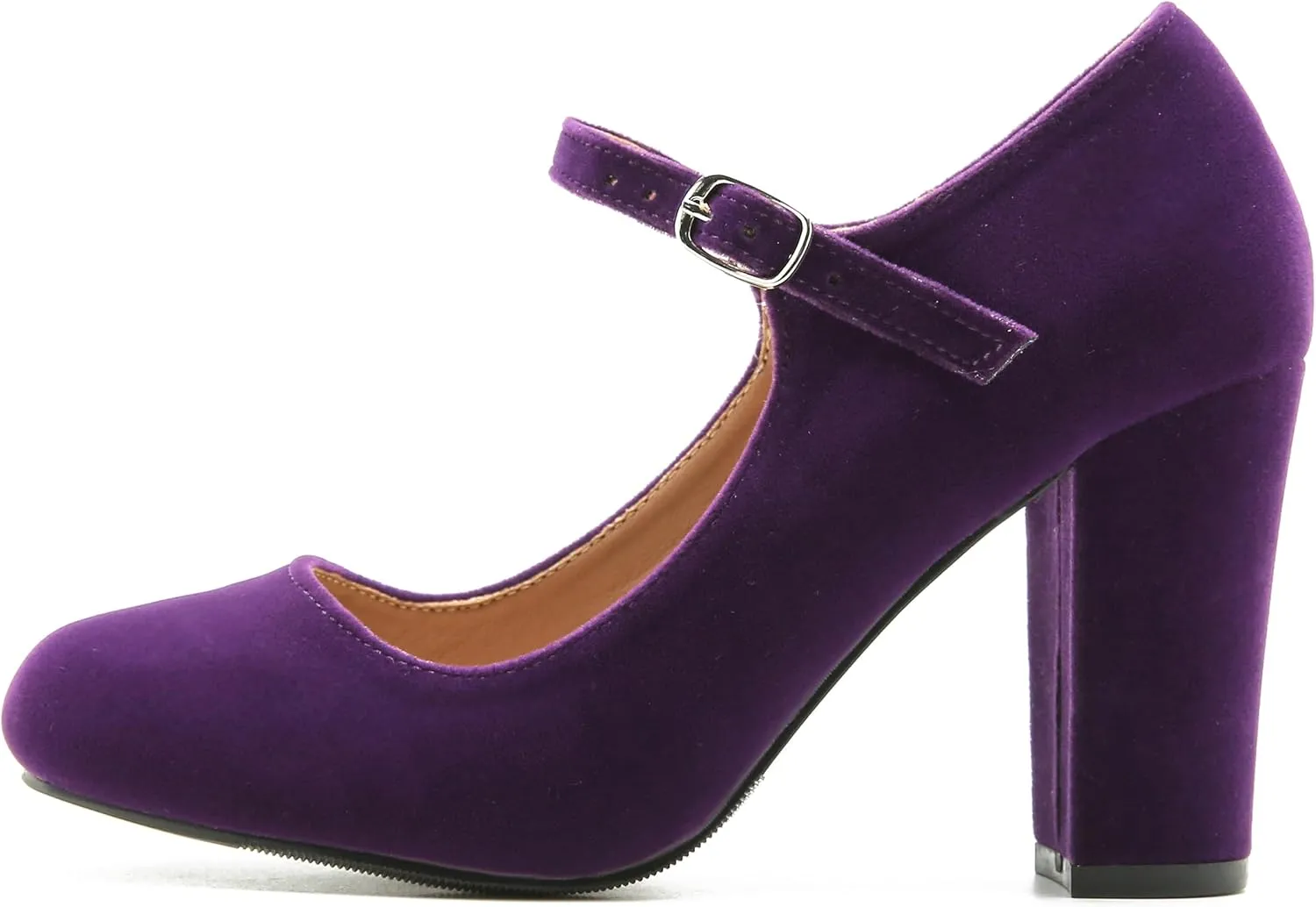 Women's Mary Jane Heels Closed Toe Chunky Heel Round Toe Block High Heel Pumps
