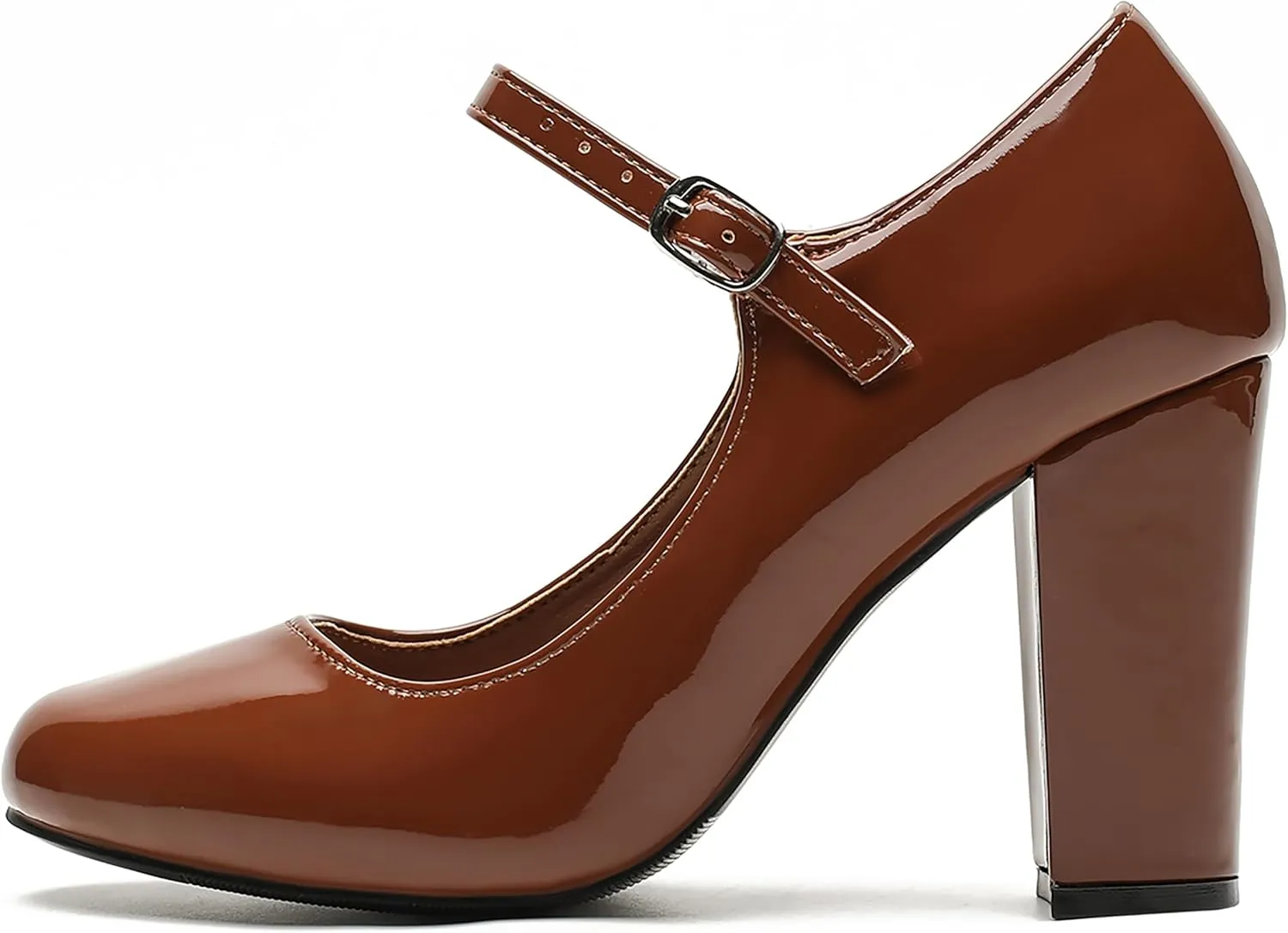 Women's Mary Jane Heels Closed Toe Chunky Heel Round Toe Block High Heel Pumps