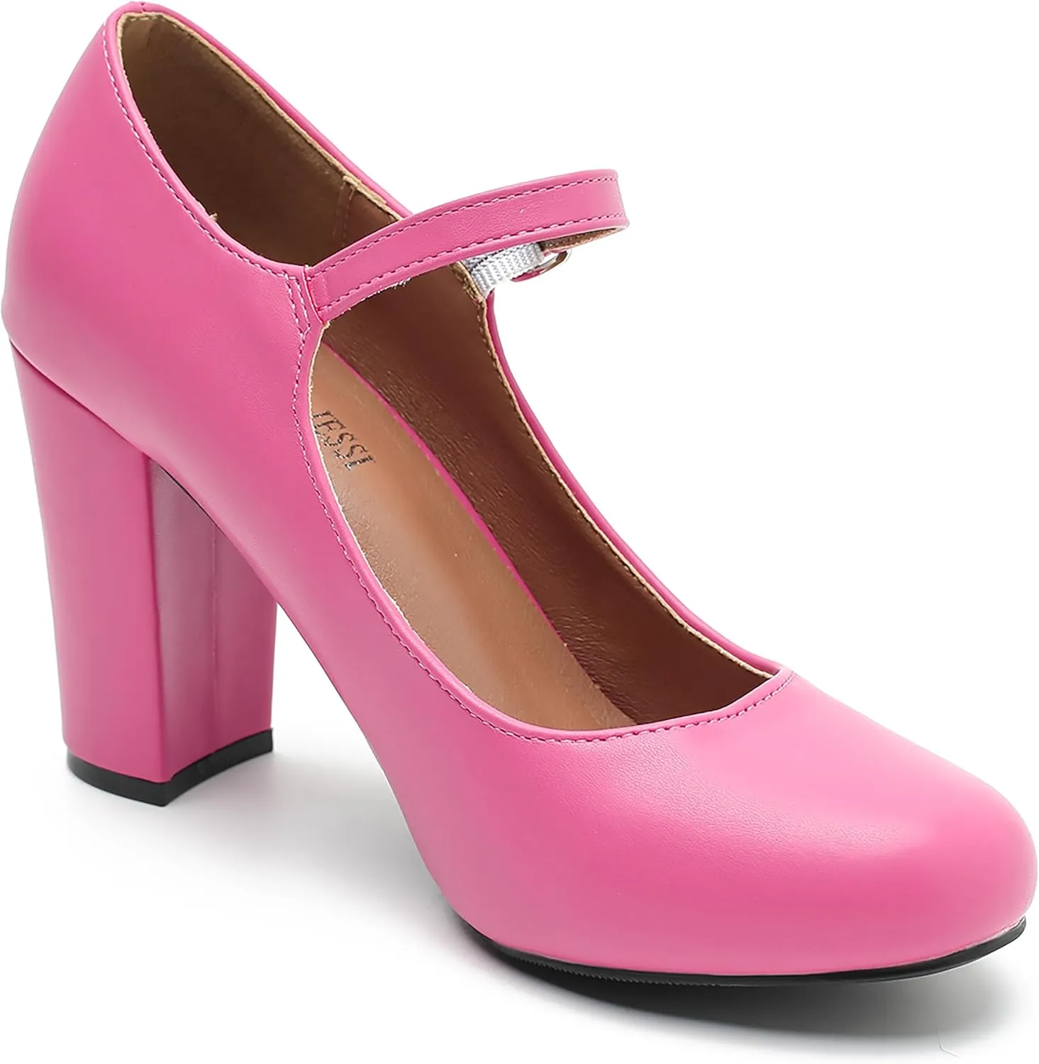 Women's Mary Jane Heels Closed Toe Chunky Heel Round Toe Block High Heel Pumps