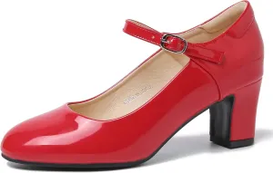 Women's Mary Jane Shoes Low Block Heel Round Toe Dress Office Work Church Pumps