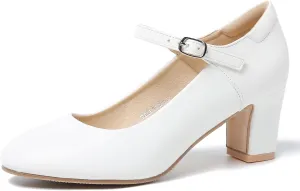 Women's Mary Jane Shoes Low Block Heel Round Toe Dress Office Work Church Pumps