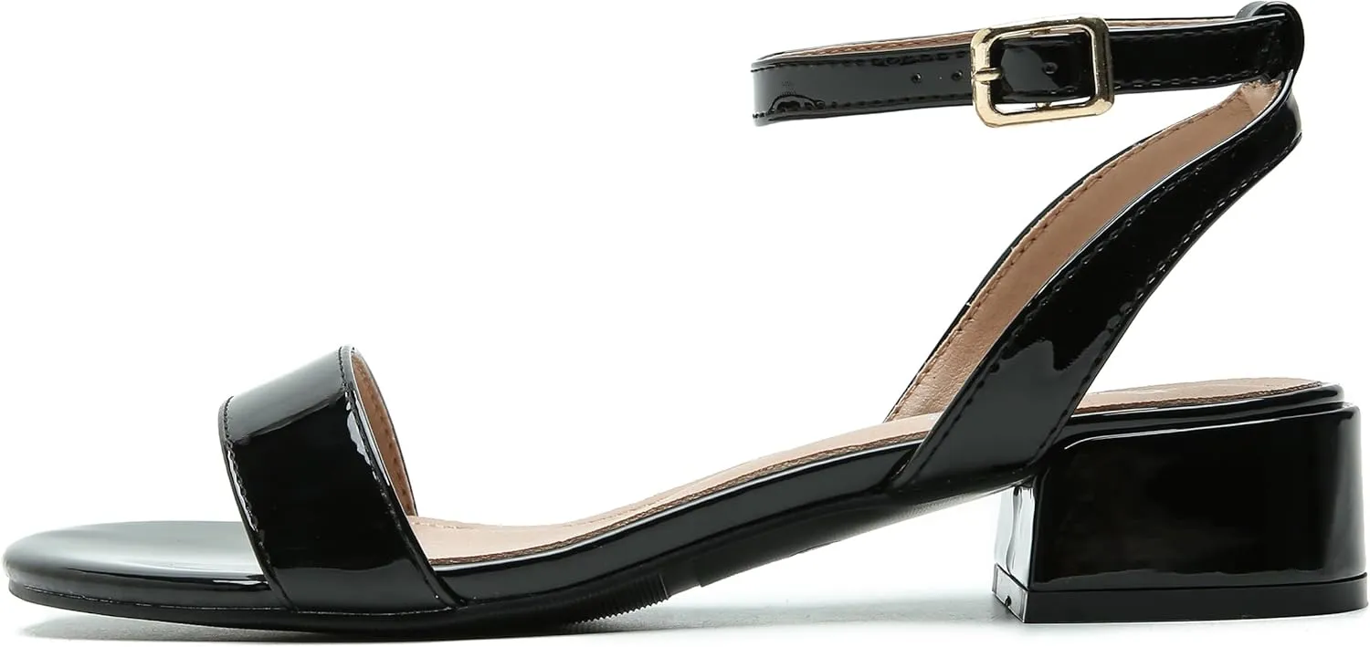 Women's Open Toe Ankle Strap Low Block Chunky Heels Sandals Party Dress Summer Shoes