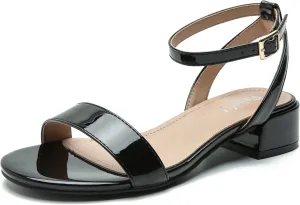 Women's Open Toe Ankle Strap Low Block Chunky Heels Sandals Party Dress Summer Shoes