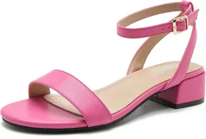 Women's Open Toe Ankle Strap Low Block Chunky Heels Sandals Party Dress Summer Shoes