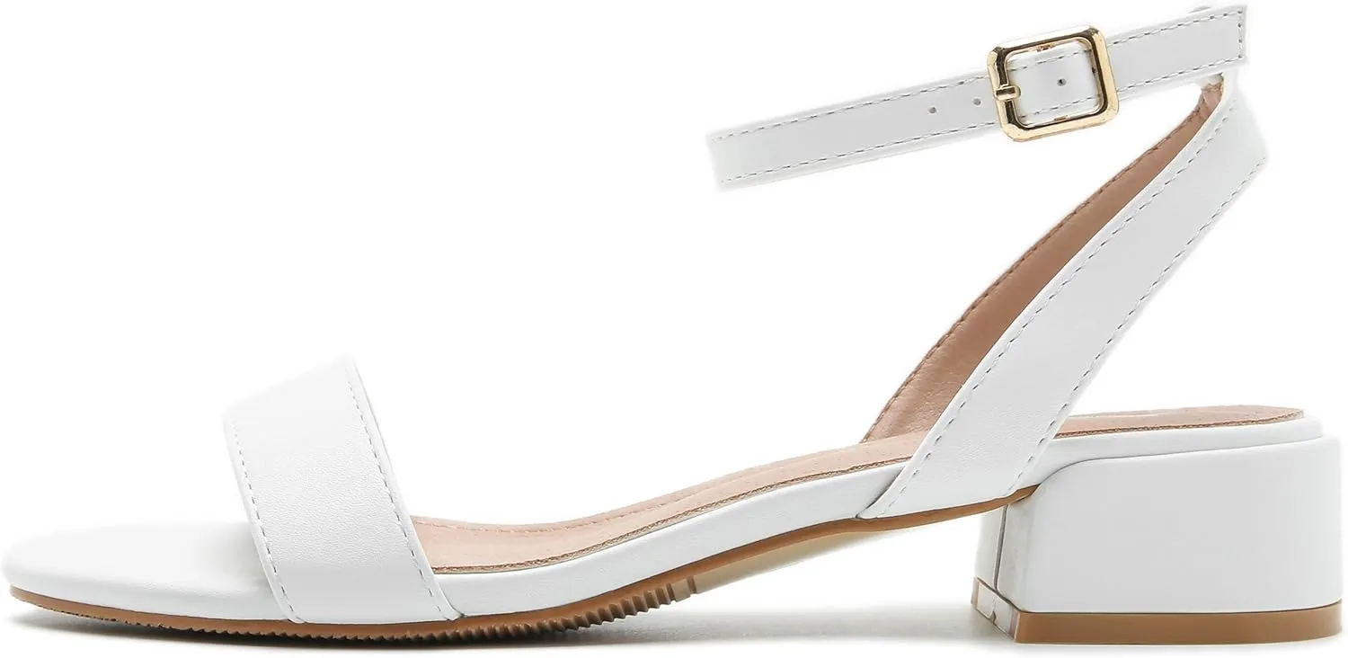 Women's Open Toe Ankle Strap Low Block Chunky Heels Sandals Party Dress Summer Shoes