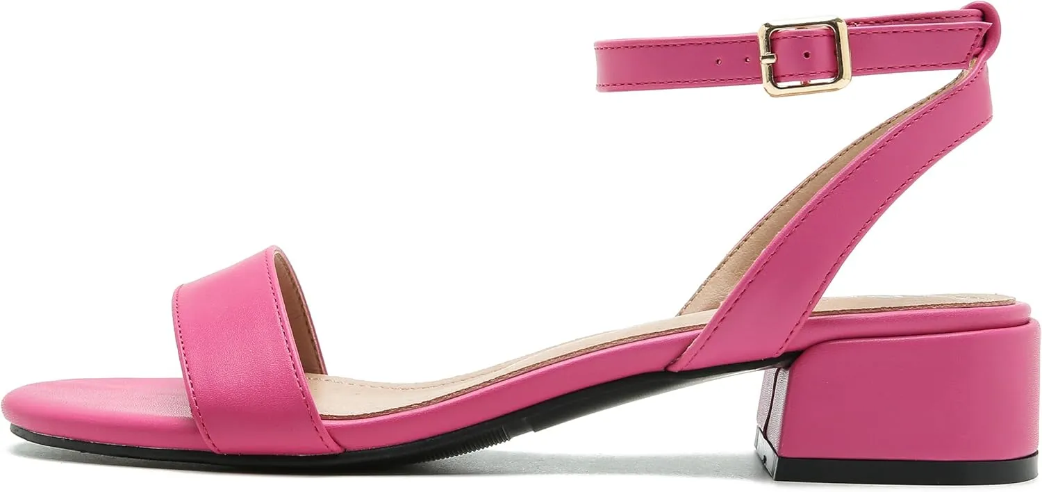 Women's Open Toe Ankle Strap Low Block Chunky Heels Sandals Party Dress Summer Shoes